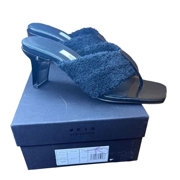 Miista Carissa French Terry Clear Heel Sandals in Black NWB Size 40 - Picture 5 of 10